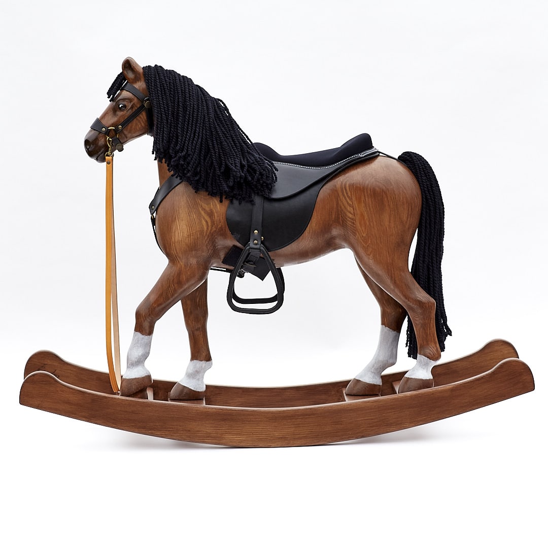 wooden riding rocking horse