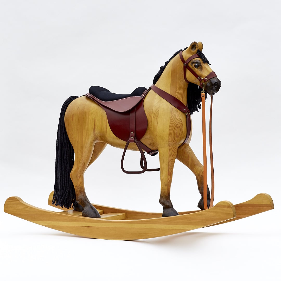 Originální dřevěný houpací kůň, barevné provedení plavák